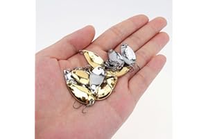 OriGlam 12Pcs Hard Metal Fishing Lures, Spinner Baits with High Carbon Steel Hooks for Bass, Trout in Saltwater & Freshwater