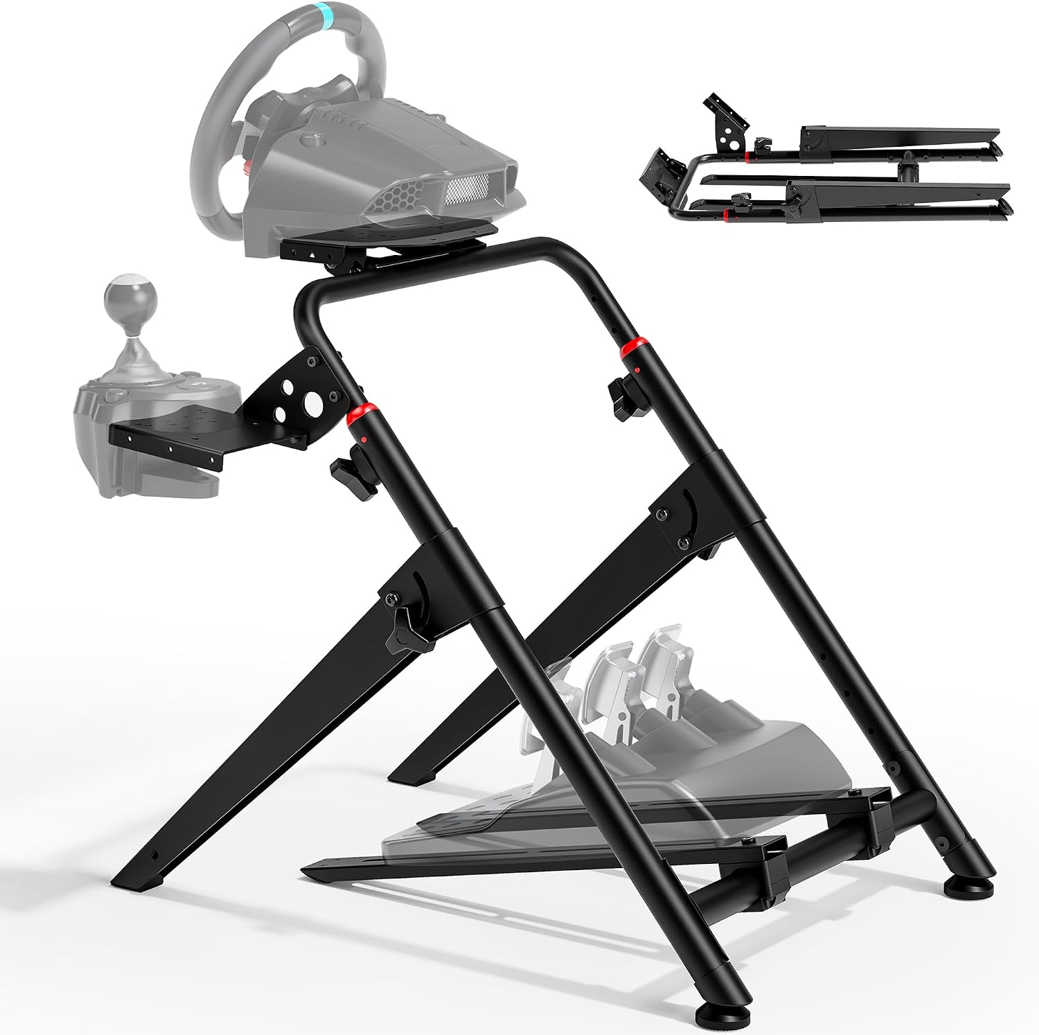 ARES WING Soporte para volantes compatible con Fanatec, Thrustmaster, Logitech, Moza – Cabina de SIM Racing plegable para volantes de juego – Soporte de volante inclinable para PS4, Xbox, PC