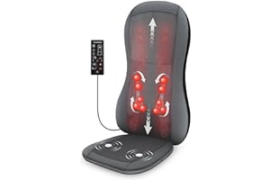 Comfier Masajeador de espalda completo con calor - Asiento de masaje Shiatsu 2D / 3D con 10 nodos de masaje, cojín de silla de masaje amasador para la espalda,Regalos para Mamá, Papá