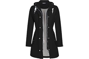 EnduaReve Regenjacke Damen Lang Wasserdicht Atmungsaktiv Regenmantel Übergangsjacke Kapuze Outdoor Jacke