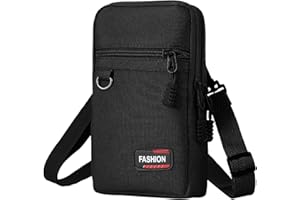 MultiValue 18,3 cm (7,2") etui na telefon do zawieszenia, torebka na brzuch z tkaniny Oxford z haczykiem i regulowanym paskiem na ramię, mini etui na telefon dla kobiet i mężczyzn (czarny)