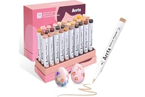 ‎ARRTX Arrtx 30 markerów akrylowych w kolorze skóry z końcówką pędzla, markery na bazie wody, markery akrylowe do malowania skał, drewna, płótna, rękodzieła DIY