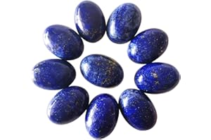 Lovionus89 18x13mm Oval Cabochons Flatback Crystal Stone Gemstones Beads for Jewelry Making DIY Pack of 10, Lapis Lazuli