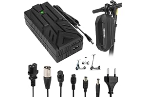 HPGAAVD 54,6V 2A Cargador Patinete Electrico，Carga rápida para Patinete,E-Bike，48V Cargador Universal de baterías Litio con 6 Conectores，Carga rápida para Hoverboard, Balance Bike+2L Bolsa Impermeable