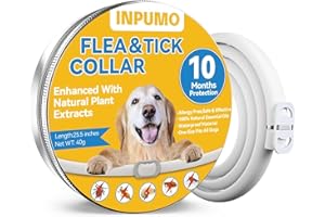 INPUMO Flea Collar for Dogs, Dog Flea Collars, 10 Months Protection Flea Treatment for Dogs 65cm Adjustable Waterproof Natural Anti-Flea and Tick Collars for Small, Medium and Large Dogs (1Pack)