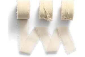 MORSUNBELA Cinta Gasa Champagne 3 Rollos 3,8 cm x 19,5 m Cintas para paquetes de regalo para bodas, decoraciones, invitaciones de boda, decoraciones para fiestas de cumpleaños