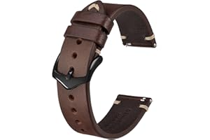 BISONSTRAP Men's Crazy Horse Leather and Italian Calfskin Watch Straps, Quick Release, 18mm, 20mm, 22mm, Tang Buckle, Sports, Formal, Watch Band, Not Water Resistant, Premium, Tan, Black, Green, Brown