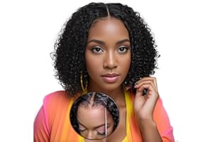 EINBEAUTY Wear & Go Glueless Pre-Cut Lace Wig BoB Curly Lace pelucas mujer pelo natural Pre Plucked 4x4 Lace Wig Human Hair Pre-Bleacheted Knots Transparent Lace Wigs Beginner Friendly 180% Density 10 Inch