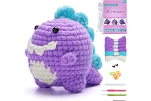 GIBZ Kits de Ganchillo para Principiantes, Kit Crochet Animales de Dinosaurios, Regalos de Artesanía Diy Ganchillos Crochet, con Tutoriales En Video Paso a Pas