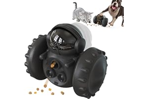 MMSGA Pet Toy Tumbler, Cat Dog Leaky Food Toy,Pet Slow Feeder Interactive Tumbler Educational Toy Non-electrically Driven Balance Car，for IQ Training and Foraging Skills (Black)