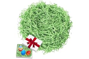 AETHERAURORA 200g Ostergras Geschreddertes Papier, Ostergras Dekogras, Raffia Geschreddertes, Easter Grass, Füllmaterial Geschenk Raffia, für Osternester, Osterkörbchen, Osterdekoration, Festival Geschenk (Grün)