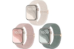 CeMiKa Bracelets Tressé Compatibles avec Bracelet Apple Watch 38mm 40mm 41mm 42mm, Bande Élastique en Tissu Nylon Sport Extensible pour iWatch Series 10 9 8 7 6 SE 5 4 3 Ultra 2, Homme Femme, 3 Pack