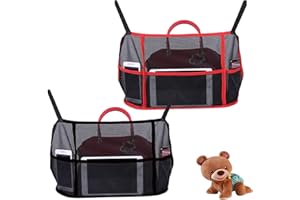 FDDU Auto Front Seat Organizer, 2 Stück Sitzlehne Organizer Mesh, Handtaschen-Halter zwischen den Sitzen, Organizer Auto Beifahrersitz, PU-Leder Rücksitz Organizer für Handtaschentaschen Dokumente Telefon