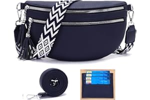 LANXINGLUO bolso riñonera mujer bolso bandolera mujer Con compartimento para tarjetas de crédito y 2 correas para el hombro azul