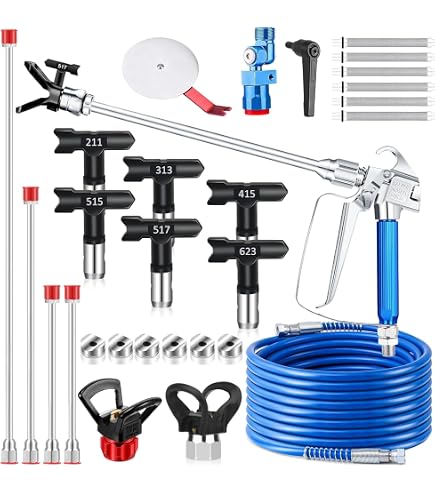 TOOSOAR Pistola A Spruzzo Airless Per Pittura Murale – 3 Ugelli Intercambiabili (1.4/1.7/2.0 Mm), Regolazione Pressione E Portata – Per Vernici E Primer