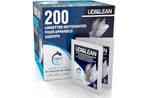 UDIVITA 200 Lingettes Nettoyantes pour Appareils Auditifs - Udiclean Séchage Rapide - pour Éliminer Sueur Grasse et Saleté - Emballées Individuellement pour Écrans Verres Montres