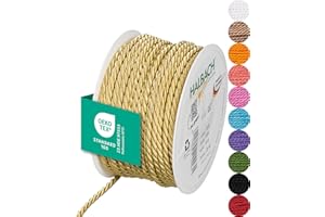 ‎HALBACH SEIDENBÄNDER Halbach Seidenbänder Premium Cord (Honey Yellow), Width 4 mm, Length 25 m, Made in Germany and Oeko-Tex Certified, Shiny Satin Cord Made of Acetate
