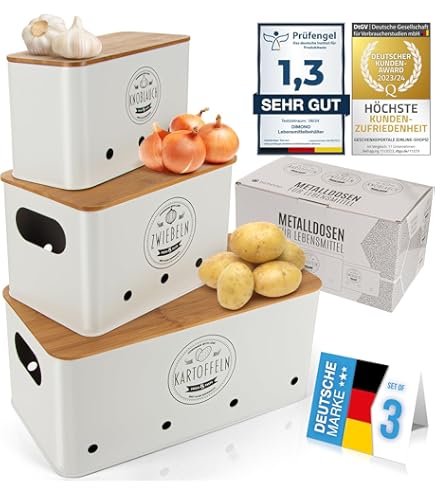 Novaliv Set van 2 opbergdozen voor aardappelen en groenten, 9 l, marineblauw, stapelbaar, voorraadmand voor wortelen