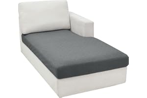 CHELZEN Super Stretch Sofa Seat Cushion Cover, Fitted Sofa Cushion Slipcovers, Soft Couch Cushion Covers, L Shaped Chaise Longue Furniture Protector (Chaiselounge, Light Gray)