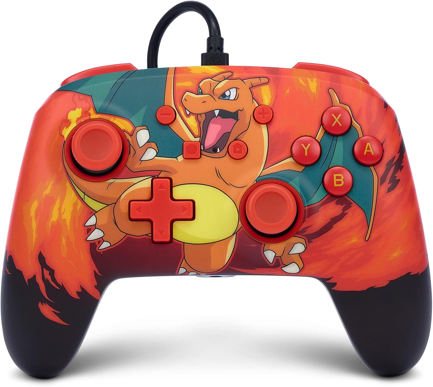 Mando con cable mejorado PowerA para Nintendo Switch - Pokémon: Charizard Vortex, mando, mando para videojuegos, mando con cable, con licencia oficial