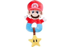 Simba My Mario Griping med skallra med stjärnhänge – gjord av mjuk plysch med knäckpapper i huvudet, Nintendo leksak för fans