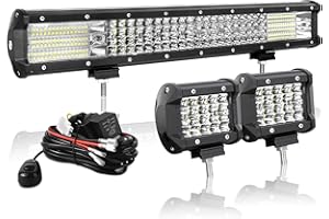AUXTINGS Barra LED Offroad 50 cm 510W 4 Filas, Luces de Trabajo 10 cm Con Cableado 12V, Haz Spot y Flood Para Tractor Coche Camión Barco 4x4 ATV, Impermeable