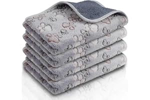 Namalu 4 Mantas de Forro Polar para Animal Pequeño Alfombrilla Impermeable Lavable de Cobaya Forro de Jaula Reutilizable Absorbente para Dormir Orina Cama Mascota (Huella Adorable, 60 x 40 cm)