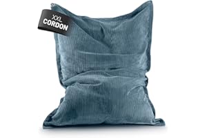 Lumaland Pouf classique XXL en velours côtelé - Pouf géant XXL avec structure nervurée douce - Idéal avec canapé et fauteuil d'intérieur - Pour salon, chambre à coucher, etc. - 380 l, 140 x 180 cm