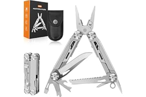 Rolgno Coltello Multiuso, Pinza Multiuso 14 in 1 Multitool in Acciaio Inossidabile con Tagliafili, Sega, Cacciaviti, Apribottiglie, Tagliacarte, Gadget EDC per Campeggio, Riparazione, Fai da Te