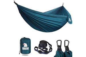 COVACURE Camping Hammock - 270 * 150cm Ultralight 70-Denier Durable & Breathable Nylon Travel Hammocks with Two 10FT Tree Straps for Outdoor Camping Accessories (Blue)