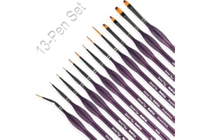 Detail Paint Brush Set, Rock Ninja 13pcs Thin Brushes for Fine Detailing & Art Painting - Acrylic,Watercolor, Oil Miniatures, Scale Models, Airplane Kits, Nail, Line Drawing