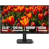 Amazon Basics 23.8-Inch Computer Monitor, 120Hz, FHD 1080P, Supports HDMI, DP, VGA, VESA, for Office and Home, Black