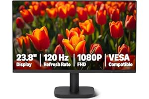 Amazon Basics - Monitor per Computer da 60.45 cm 120 Hz, FHD 1080 P, HDMI, DP, VGA, Compatibile VESA, per Ufficio, Casa, Nero