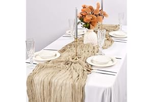PESONLOOK 2 Packs Light Brown Cheesecloth Table Runner, 35x120, Rustic Gauze Table Runner for Wedding, Birthday & Passover