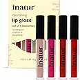 inatur Lip Gloss Gift Box - Set of 4, 2ml Each-Angelic, Cheeky Red, Glam Pink, Attitude- 100% Natural, Long lasting& Hydrating