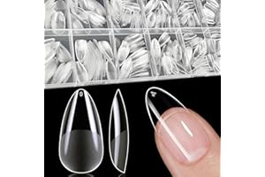 XIAOHEBAN 600Pcs Capsule Americaine Ongle Amande Medium - 12 Tailles, Faux Ongles Capsule Americaine Gel x Pose Americaine Ongle Capsule Pour DéButant De Manucure Et Diy Nail Art - Transparent