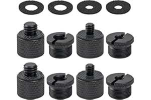 Frgyee 12 Adaptateurs de Vis pour Microphone, Adaptateur Fileté 5/8 Femelle sur 3/8 Mâle et 3/8 Femelle sur 5/8 Mâle et 5/8 Femelle sur 1/4 Mâle et 1/4 Femelle sur 5/8 Mâle avec Joints en Caoutchouc