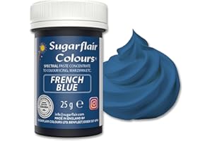 ‎SUGARFLAIR COLOURS Sugarflair Spectral French Blue Lebensmittelfarbpaste, hochkonzentrierte Lebensmittelfarbe für Buttercreme, Zuckerpaste, Royal Icing, Kuchendekorationen und mehr! Lebensmittelfarbstoff - 25g