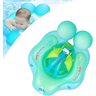 Bouée Bébé Avec Pare-Soleil Amovible – Siège Flottant Gonflable Dino Rose Pour Piscine Plage Baignoire 6-36 Mois, Protection UV + Sécurité