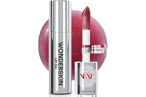 Wonderskin Lip Oil Rehab Serum - Tinted Lip Oil, Hydrating, Moisturizing, and Non-Sticky Deep Red Tint Serum for Dry Lips (Honey)