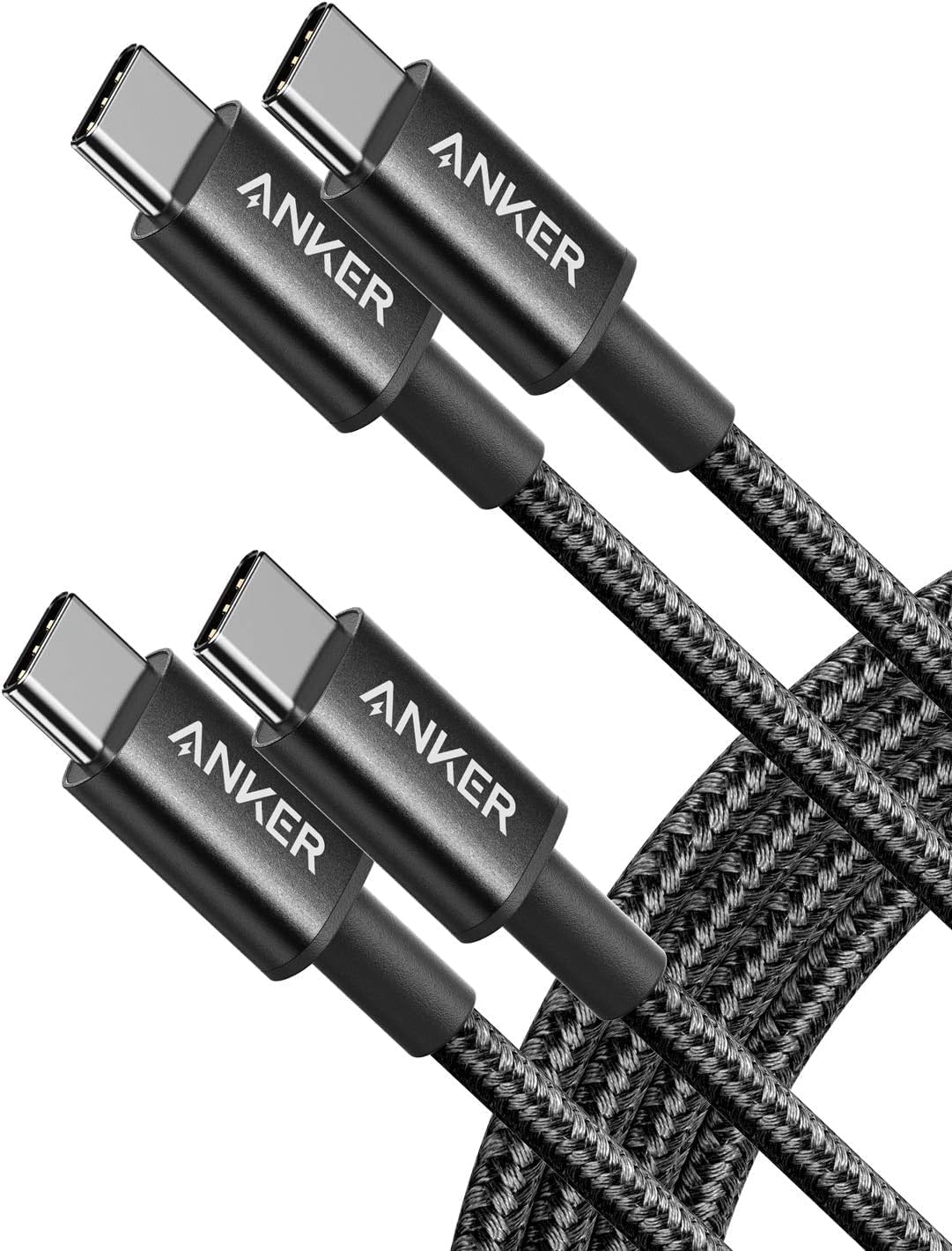 Anker USB C to USB C Charger Cable, New Nylon (6 ft/1.8m, 2-Pack), 60W (3A) for iPhone 17/16/15, iPad Pro, Samsung Galaxy, MacBook Pro,and More