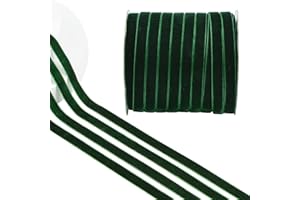 CRAFFANCY Nastro di Velluto Verde Scuro, 50 m Nastro di Velluto a Faccia Singola in Seta Vintage Morbido Nastro per Bouquet di Fiori di Nozze Decorazione Natalizia