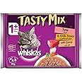 Whiskas Tasty Mix, Tuna & Crab Collection, in Gravy, Wet Cat Food, for Adult Cats 1+ Years, 4 Packs of Tuna & Crab with Carrots, Made from Real Fish for a Complete & Balanced Nutrition, Pack of 4x70g