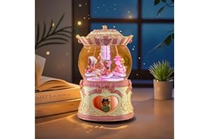 MS. WENNY Teddy Bear Music Box Snow Globe, Birthday Gift for Girls Daughter Sister, Music Box with Light Christmas for Wife Girlfriend Mom Granddaughter Plays Castle in The Sky