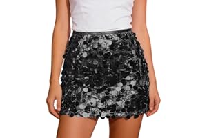 Générique Jupe à Paillettes pour Femme Mini-Jupe Extensible Moulante Scintillante Costume de Carnaval Pétillant pour Club et Noël 2025