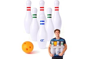 CT SPORTS Giant Bowling Set for Adults – 6 Jumbo Skittles Pins, Ball & Carry Bag – Outdoor & Indoor Lawn Game – Party Game for Garden, BBQ, Team Building & Events
