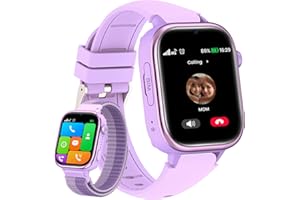 SWGOTA Reloj Inteligente Niño 4G, Smartwatch Niños GPS y Llamadas, Videollamada, IP68, SOS, Chat de Voz, Modo Escuela, Podómetro Cronómetro Despertador, Smartwatch Niña Regalo para 4-12 Años Púrpura