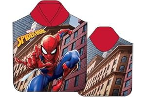 Variouss Toalla de Poncho para Playa y Piscina Infantil de Licencia Oficial (Spider Man B)