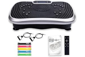 WeightWorld Vibration Plate Exercise Machine - 5 Programs + 99 Intensity Levels - Built-in Bluetooth Speaker - 2 Resistance Bands - Easy-to-Use & Portable Vibrating Plate Exercise Machine