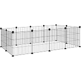 PawHut Metal Fence for Pets with 12 Panels, 140 x 70 x 35 cm, Black | DIY Design, Metal Park, for Small Animals, Removable, f